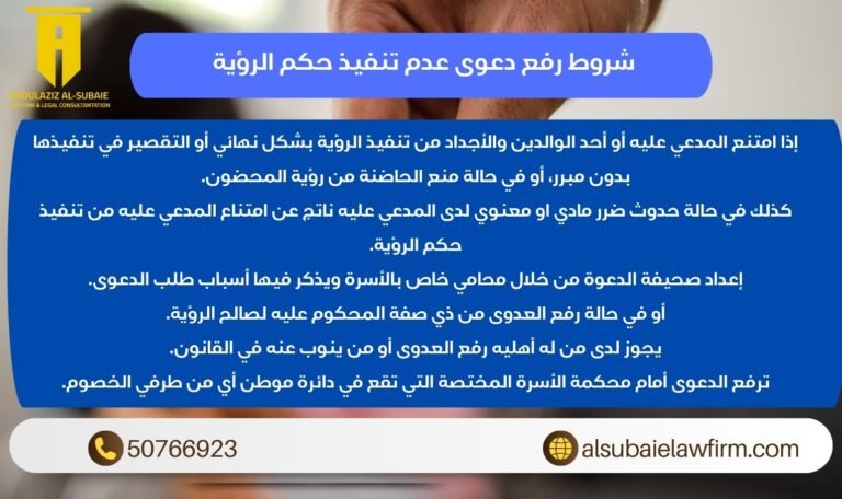 شروط رفع دعوى عدم تنفيذ حكم الرؤية